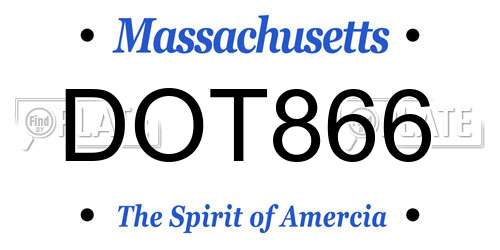 DOT866 Massachusetts License Plate