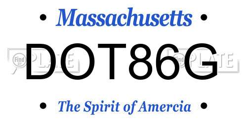DOT86G Massachusetts License Plate