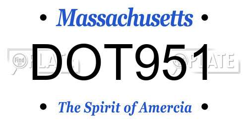 DOT951 Massachusetts License Plate