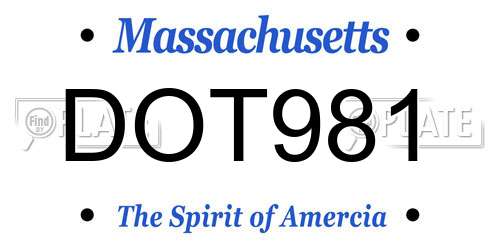 DOT981 Massachusetts License Plate