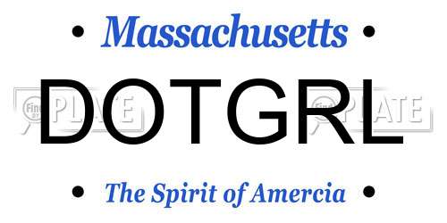 DOTGRL Massachusetts License Plate