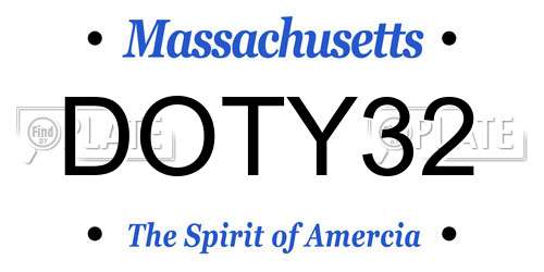 DOTY32 Massachusetts License Plate