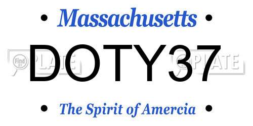 DOTY37 Massachusetts License Plate