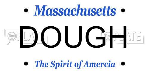 DOUGH Massachusetts License Plate