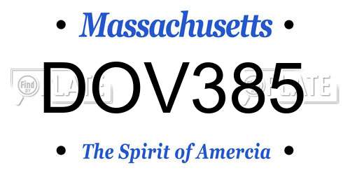 DOV385 Massachusetts License Plate