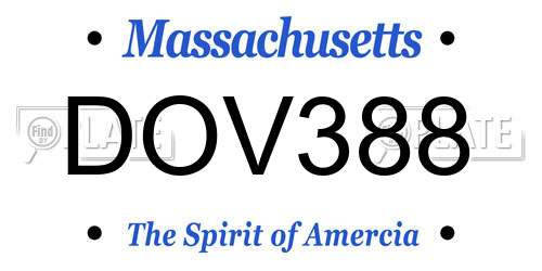 DOV388 Massachusetts License Plate