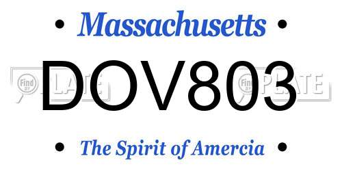 DOV803 Massachusetts License Plate