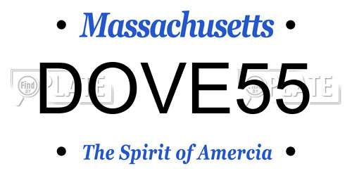 DOVE55 Massachusetts License Plate