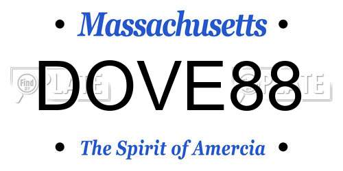 DOVE88 Massachusetts License Plate