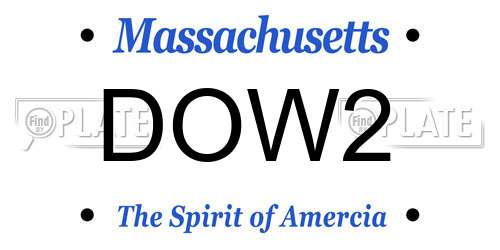 DOW2 Massachusetts License Plate