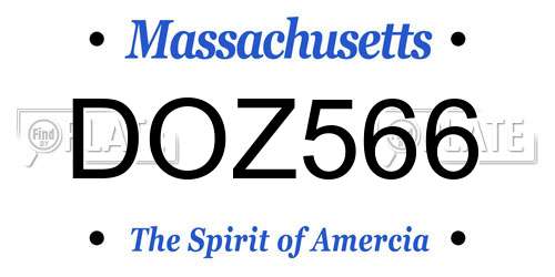 DOZ566 Massachusetts License Plate