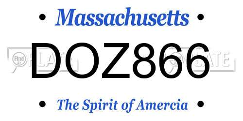 DOZ866 Massachusetts License Plate