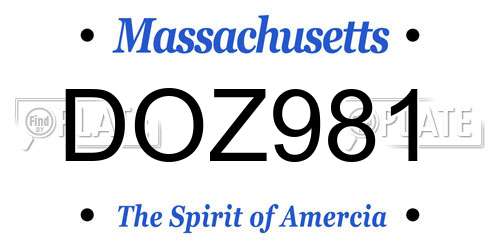 DOZ981 Massachusetts License Plate