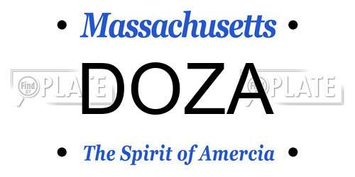 DOZA Massachusetts License Plate