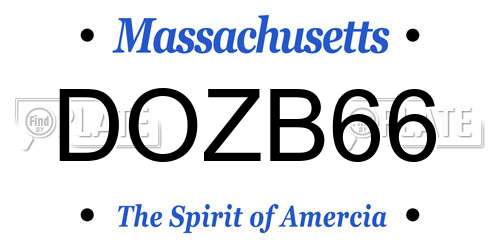 DOZB66 Massachusetts License Plate