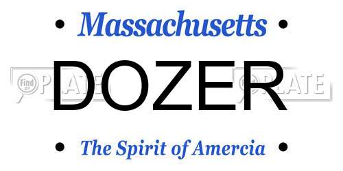 DOZER Massachusetts License Plate