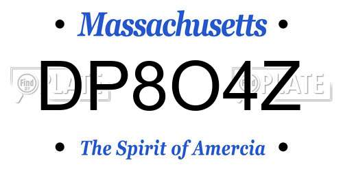 DP8O4Z Massachusetts License Plate