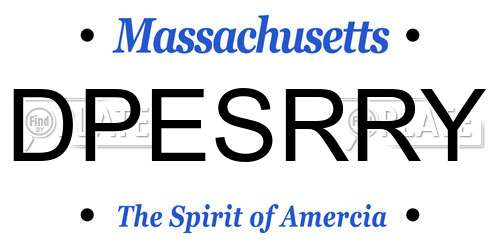 DPESRRY Massachusetts License Plate