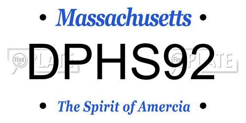 DPHS92 Massachusetts License Plate