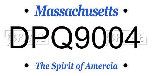 DPQ9004 Massachusetts License Plate