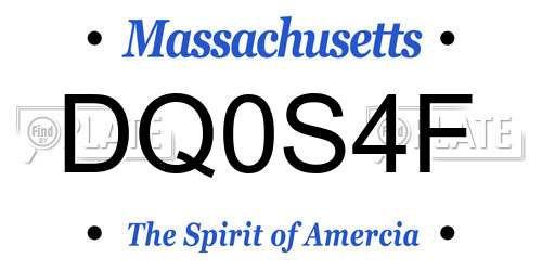 DQ0S4F Massachusetts License Plate