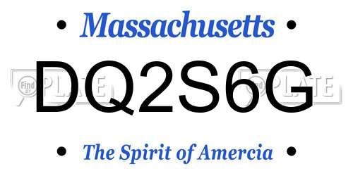 DQ2S6G Massachusetts License Plate