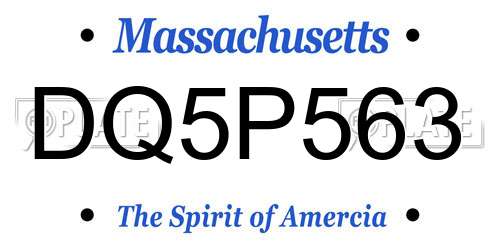 DQ5P563 Massachusetts License Plate