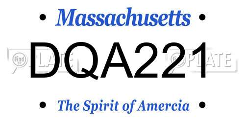 DQA221 Massachusetts License Plate