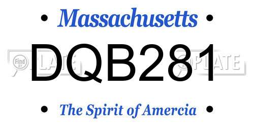 DQB281 Massachusetts License Plate