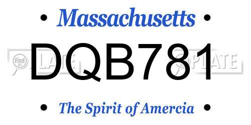 DQB781 Massachusetts License Plate