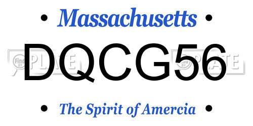 DQCG56 Massachusetts License Plate