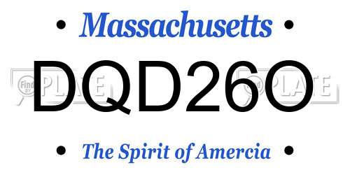 DQD26O Massachusetts License Plate