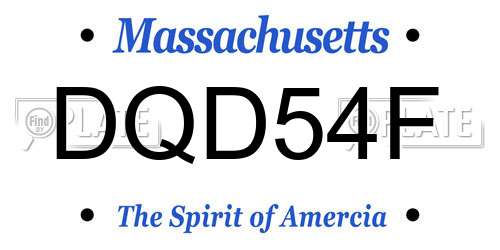DQD54F Massachusetts License Plate