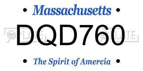 DQD760 Massachusetts License Plate