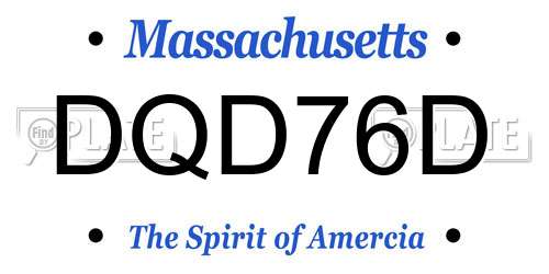 DQD76D Massachusetts License Plate