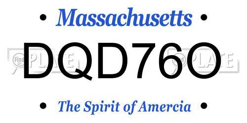 DQD76O Massachusetts License Plate