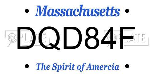 DQD84F Massachusetts License Plate