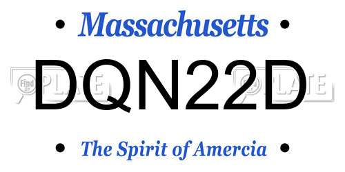 DQN22D Massachusetts License Plate