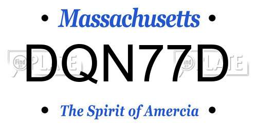 DQN77D Massachusetts License Plate