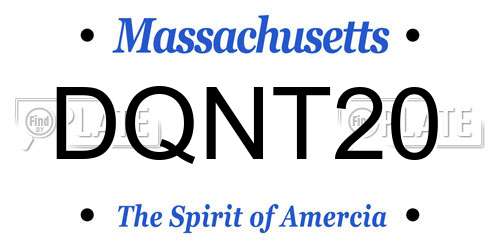 DQNT20 Massachusetts License Plate