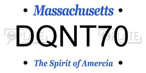 DQNT70 Massachusetts License Plate