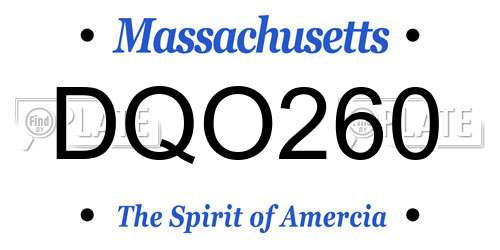 DQO260 Massachusetts License Plate