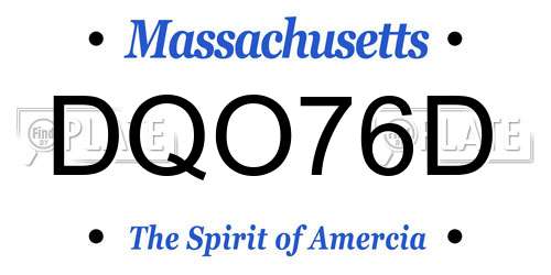 DQO76D Massachusetts License Plate