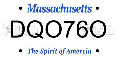 DQO76O Massachusetts License Plate
