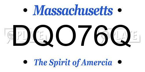 DQO76Q Massachusetts License Plate