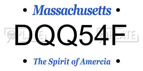 DQQ54F Massachusetts License Plate