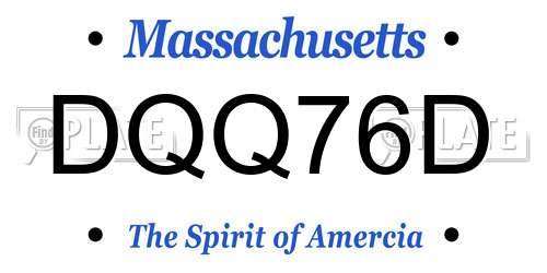 DQQ76D Massachusetts License Plate