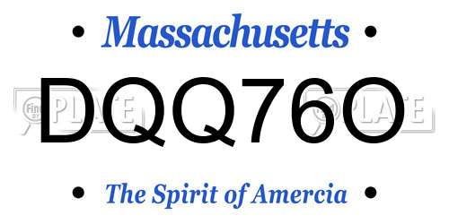 DQQ76O Massachusetts License Plate