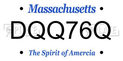 DQQ76Q Massachusetts License Plate