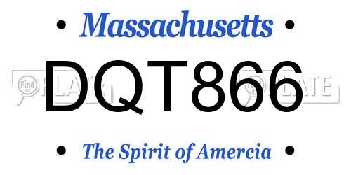 DQT866 Massachusetts License Plate